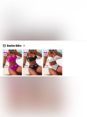 SHEIN Push-Up DD+ Bikini Set - Pink, Black, White